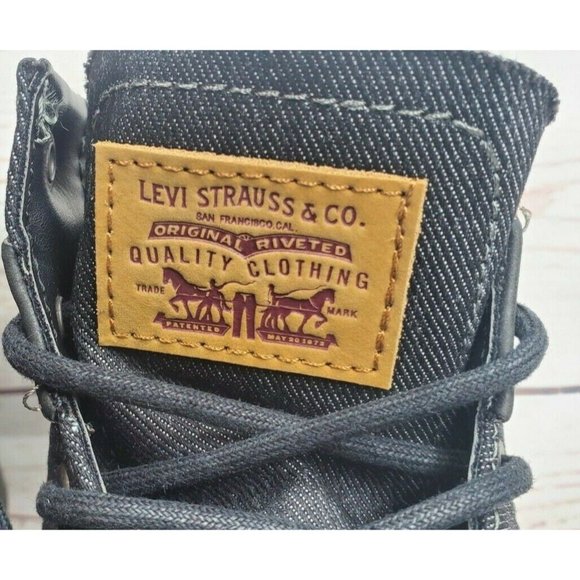 Men Black Levis Strauss & Co Comfort Denim Boots Style 51837501A Size 12 - Picture 7 of 12